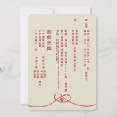 Invitation Red Knot Union Double Bonheur Mariage chinois (Dos)