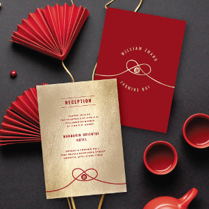 Invitation Red Knot Union Double Xi Réception de mariage chin