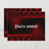 Invitation Red Lace Vampire Goth Wedding Invite (Devant / Derrière)