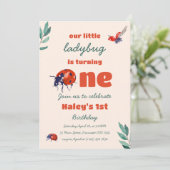 Invitation Red Ladybug Cute 1er Baby Birthday Party (Debout devant)