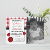 Invitation Red Ladybug, fête d'anniversaire des enfants (Debout devant)