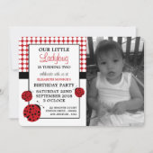 Invitation Red Ladybug, fête d'anniversaire des enfants (Devant)