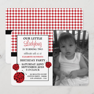 Invitation Red Ladybug, fête d'anniversaire des enfants