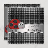 Invitation Red Ladybug Girls 7th Birthday Party (Devant / Derrière)