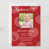 Invitation Red Ladybug Polka Dot Anniversaire Photo Invitatio (Devant)
