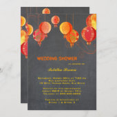 Invitation Red Lanterns Gris de fusain Fête des mariées (Devant / Derrière)