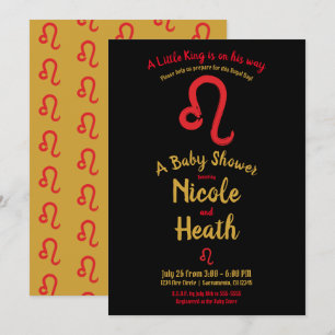 Invitation Red LEO Zodiac Juillet Août Baby shower d'astrolog