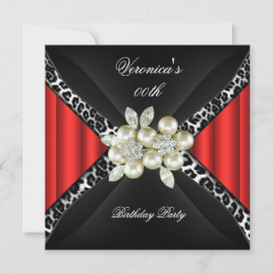 Invitation Red Leopard Pearl Diamond