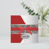 Invitation Red Leopard Sweet 16 Anniversaire (Debout devant)