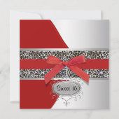 Invitation Red Leopard Sweet 16 Anniversaire (Devant)