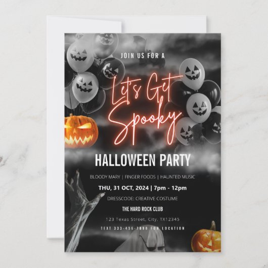 Invitation Red Lets Obtenir Éffrayant Halloween Party Invitat (Devant)