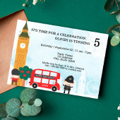 Invitation Red London Bus & Clock Tower Anniversaire de enfan