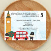 Invitation Red London Bus & Clock Tower Anniversaire de enfan