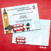 Invitation Red London Bus & Clock Tower Anniversaire de enfan