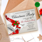 Invitation Red Loop Silver Bells Fête de Noël d'entreprise