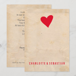 Invitation Red Love Heart Moderne Simple Mariage contemporain