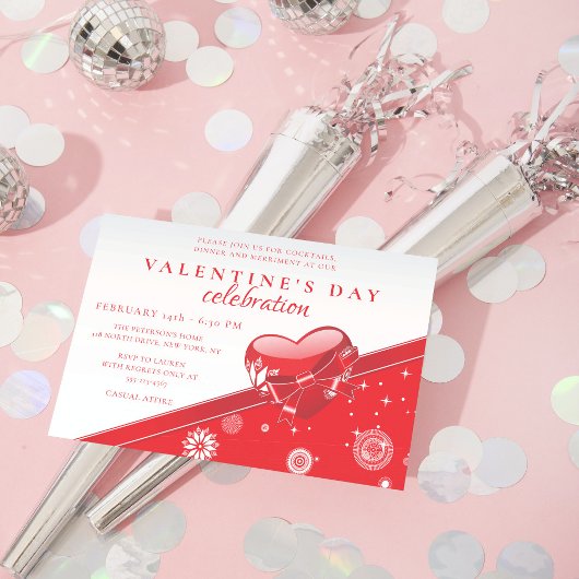 Invitation Red Love Heart Saint Valentin