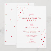 Invitation Red Love Heart Valentine's Galentines Party Invite (Devant / Derrière)