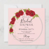 Invitation Red Love Rose Fête des mariées romantique (Devant)