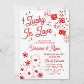 Invitation Red Lucky In Love Dice & Cards Engagement Party (Devant)
