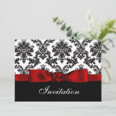 Invitation Red mariage damassé (Debout devant)