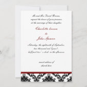 Invitation Red mariage damassé ruban imprimé (Dos)