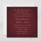 Invitation Red maroon coeur feuilles mariage (Dos)