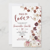 Invitation Red Marsala Automne Fleur sauvage Fête des mariées (Devant)