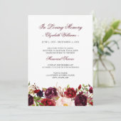 Invitation Red Marsala Burgundy Floral Memorial Service (Debout devant)