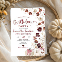 Red Marsala Citrouille Automne Fleur sauvage Anniv
