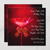 Invitation Red Martini femmes N'importe quel nombre Anniversa (Devant / Derrière)