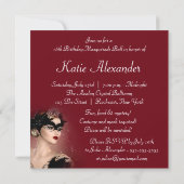 Invitation Red Mask Sweet 16 Masquerade Party (Dos)