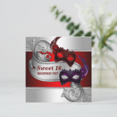 Invitation Red Mask Sweet 16 Masquerade Party (Debout devant)