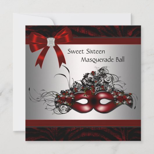 Invitation Red Masquerade Mascarade (Devant)