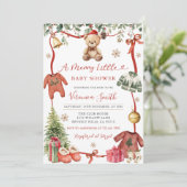 Invitation Red Merry Little Winter Christmas Baby Shower Invi (Debout devant)