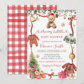 Invitation Red Merry Little Winter Christmas Baby Shower Invi (Devant / Derrière)