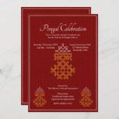 Invitation Red Minimal Tamil Kolam Pongal (Devant / Derrière)