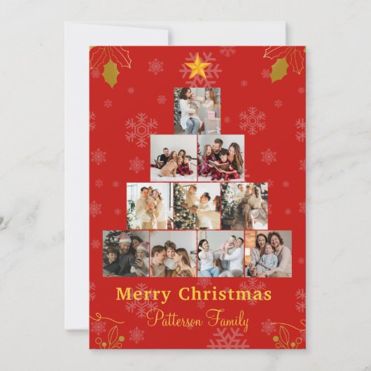 Invitation Red Minimalist Joyeux Noël Photo Collage (Devant)