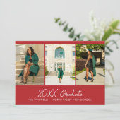 Invitation Red Minimalist Photo Collage Party Graduation (Debout devant)