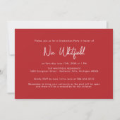 Invitation Red Minimalist Photo Collage Party Graduation (Dos)