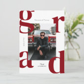 Invitation Red Modern Bold Classe de 2024 Graduation (Debout devant)