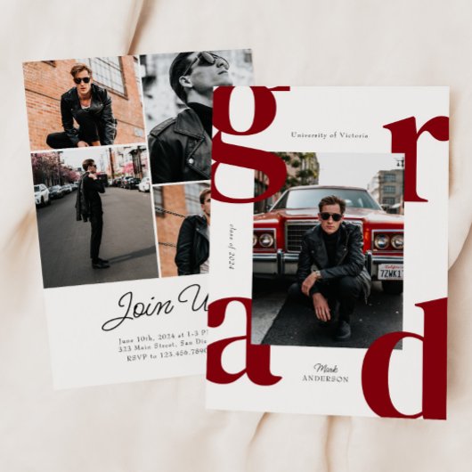 Invitation Red Modern Bold Classe de 2024 Graduation