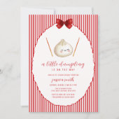 Invitation Red Modern Bow Asian Dumpling Baby Shower  (Devant)