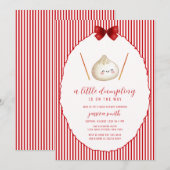Invitation Red Modern Bow Asian Dumpling Baby Shower  (Devant / Derrière)