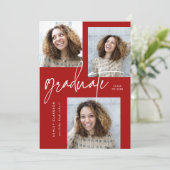 Invitation Red Modern Calligraphy Cinq Fête de Diplôme de Pho (Debout devant)