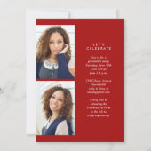 Invitation Red Modern Calligraphy Cinq Fête de Diplôme de Pho (Dos)