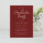 Invitation Red Modern Calligraphy Script Graduation Party (Debout devant)