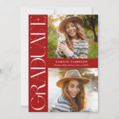 Invitation Red Modern Elegant Trois Diplôme Photo (Devant)