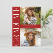 Invitation Red Modern Elegant Trois Diplôme Photo (Debout devant)