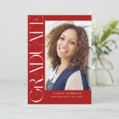 Invitation Red Modern Elegant Vertical Deux Diplôme Photo (Debout devant)